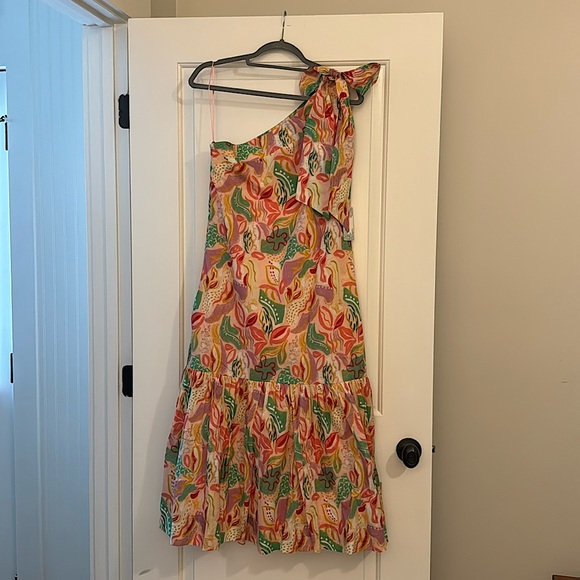 NWT Hyacinth House Multi Abstract Floral One Shoulder Orla Dress, Size Medium - Picture 2 of 4